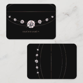 Tarjeta De Visita Glamoroso Rosa Oro Joyas Negras Diamantes de imita