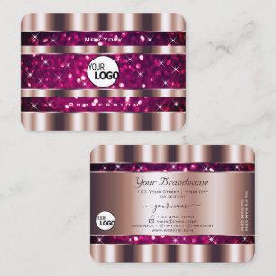 Tarjeta De Visita Glamoroso Rosa Oro Purpurina Rosado Estrellas añad