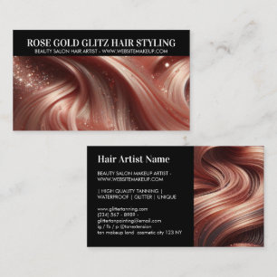 Tarjeta De Visita Glamoroso Rosa Purpurina de oro Hair Stylist Photo