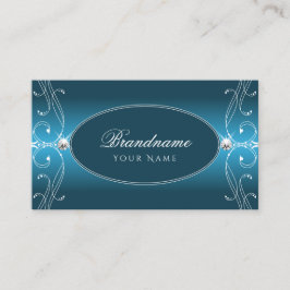Tarjeta De Visita Glamoroso Verde azulado Ornate Azul Sparkle Jewels