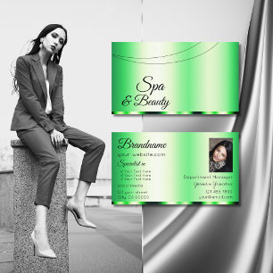 Tarjeta De Visita Glamoroso verde luminoso con diseño fotográfico mo