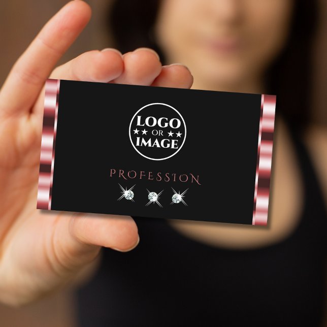 Tarjeta De Visita Glamorosos diamantes negros resplandecientes con l (Subido por el creador)