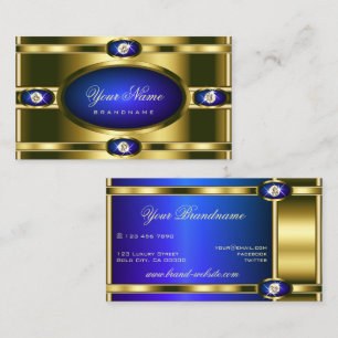 Tarjeta De Visita Glamorosos efectos dorados azules con Diamantes de