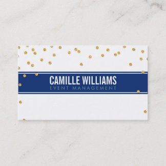 Tarjeta De Visita GLAMOROUS oro brillante purpurina confetti azul ma