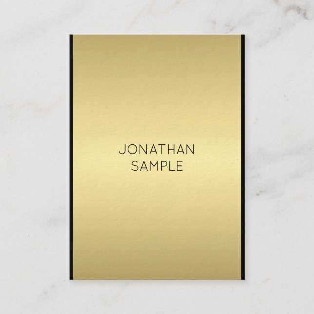 Tarjeta De Visita Glamour artístico moderno elegancia de oro negro (Anverso)