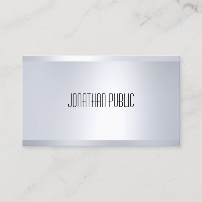Tarjeta De Visita Glamour creativo plateado lustre elegante estilo m (Anverso)