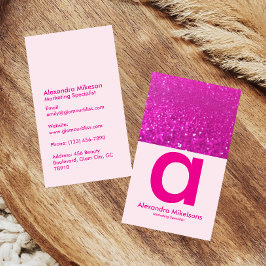 Tarjeta De Visita Glamour de Brillo Rosa Caliente Moderno