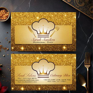 Tarjeta De Visita Glamour de moda Chef Personal Purpurina de Oro