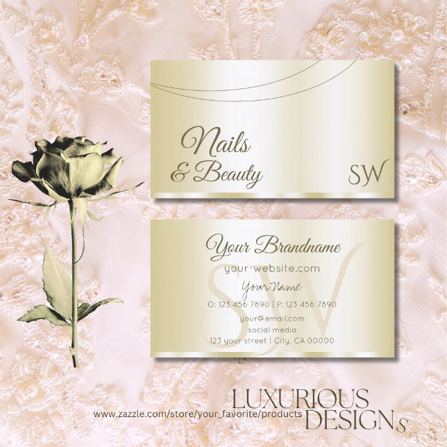 Tarjeta De Visita Glamour de oro de lujo con profesional de Iniciale (Subido por el creador)