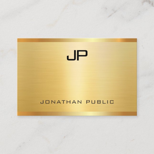 Tarjeta De Visita Glamour de oro moderno elegante plantilla profesio (Anverso)