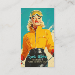 Tarjeta De Visita Glamour del esquí retro Vintage Winter Adventure