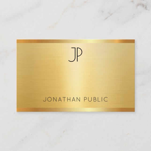Tarjeta De Visita Glamour Faux Gold Profesional Moderno (Anverso)