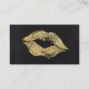 Tarjeta De Visita Glamour Faux Gold Purpurina Kisather Leather