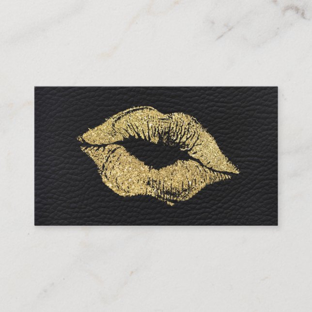 Tarjeta De Visita Glamour Faux Gold Purpurina Kisather Leather (Anverso)