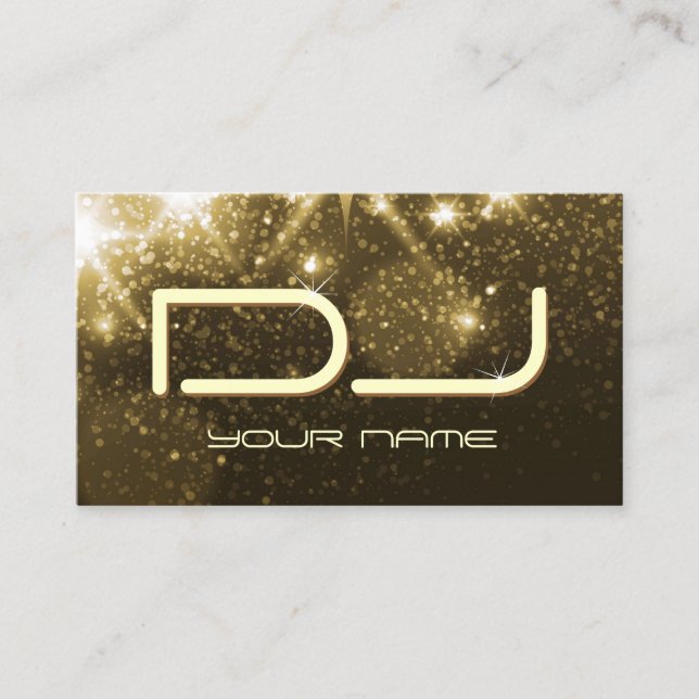 Tarjeta De Visita Glamour Gold Sparkles - DJ Fiesta (Anverso)