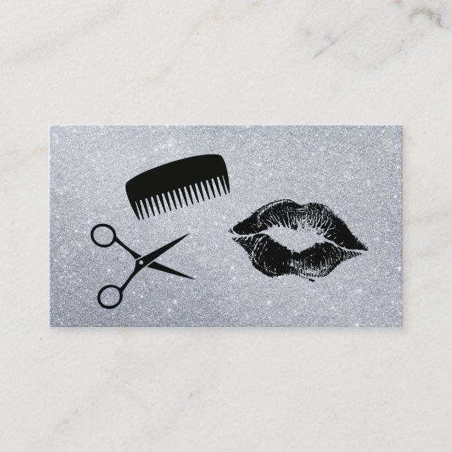 Tarjeta De Visita Glamour Kiss Comb Shears Purpurina (Anverso)