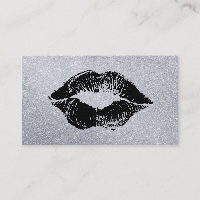 Tarjeta De Visita Glamour Lipstick Kiss Purpurina (Anverso)