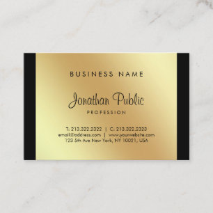 Tarjeta De Visita Glamour manuscrito Black Gold Elegant