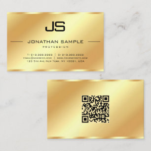 Tarjeta De Visita Glamour Monograma moderno QR Código plantilla de o