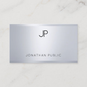 Tarjeta De Visita Glamour Plata Aspecto Elegante Monograma Moderno S