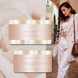 Tarjeta De Visita Glamour Rosa Gold y Gold Colores Profesionales