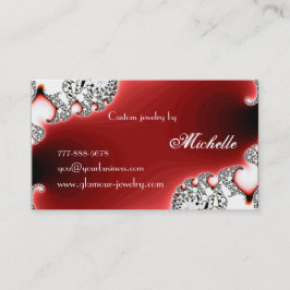 Tarjeta De Visita Glamour Sparkle Joyería Roja/Diseñador de joyas