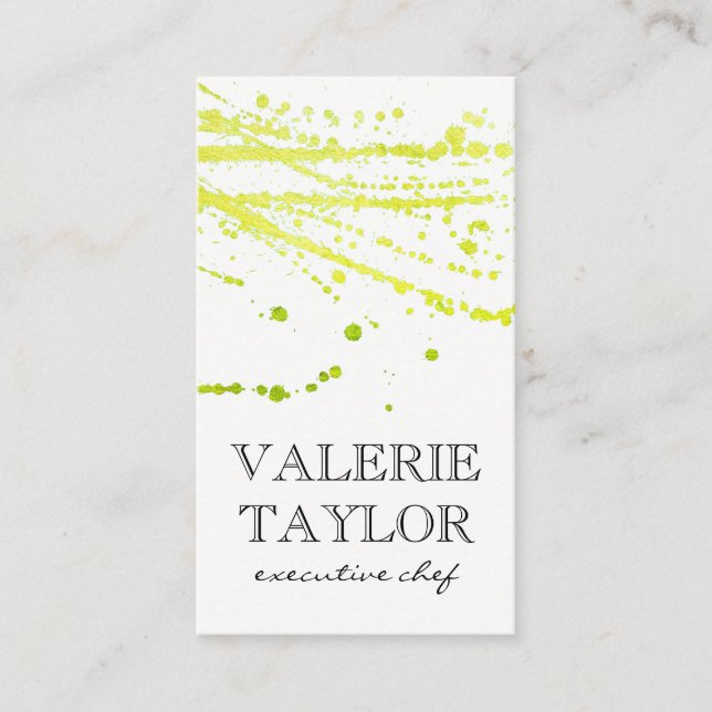 Tarjeta De Visita Glamour verde artístico expresivo (Anverso)