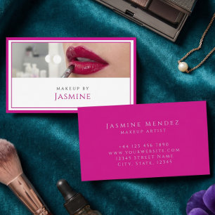 Tarjeta De Visita Glamuroso Artista de Maquillaje Profesional Fuchsi