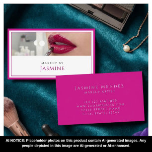 Tarjeta De Visita Glamuroso Artista de Maquillaje Profesional Fuchsi