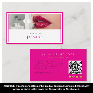 Tarjeta De Visita Glamuroso Código QR Dorado Fuchsia Atractivo Artis