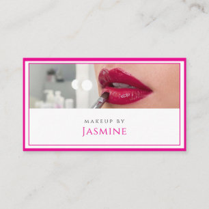 Tarjeta De Visita Glamuroso Código QR Fuchsia Dorado Artista de Maqu
