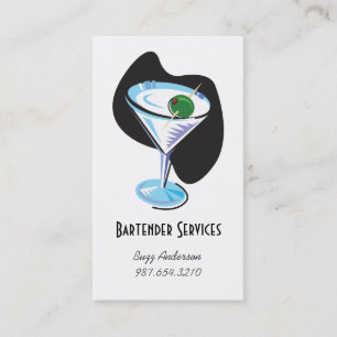 Tarjeta De Visita glass_black de martini del camarero