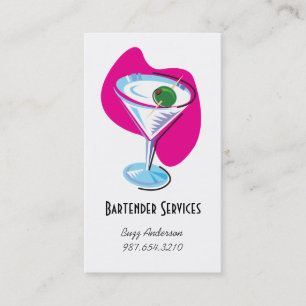 Tarjeta De Visita glass_fuchsia de martini del camarero