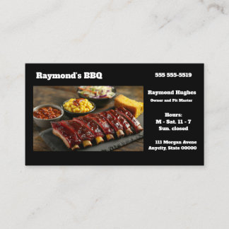 Tarjeta De Visita Glazed barbecued ribs with side dishes