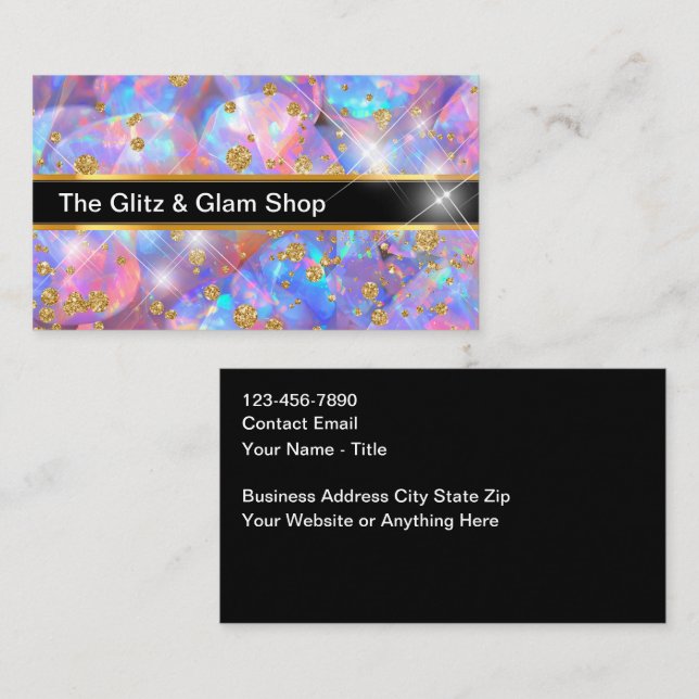 Tarjeta De Visita Glit And Glam Fashion Retail Store Business Cards  (Anverso / Reverso)