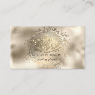 Tarjeta De Visita Glitter de Confeti de Oro Elegante Loto Metálico