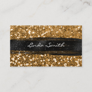 Tarjeta De Visita Glitter de confeti dorado pinceladas negras