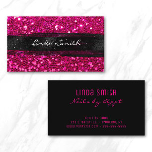 Tarjeta De Visita Glitter de Confeti Rosa Magenta Trazo de Pincel Ne