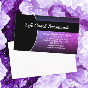 Tarjeta De Visita Glitter de Ombre Morado Foto Personalizada Profesi