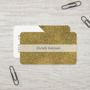 Tarjeta De Visita Glitter Dorado Geométrico Moderno Profesional