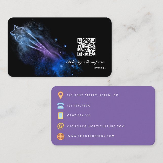 Tarjeta De Visita Glitter Galaxia  (Anverso / Reverso)