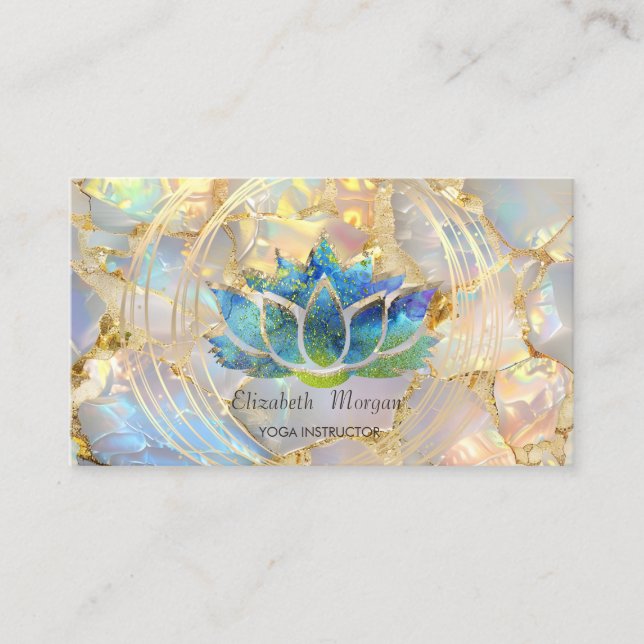 Tarjeta De Visita Glitter Lotus Circles Opal Stone Business Card (Anverso)
