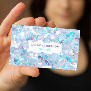 Tarjeta De Visita Glitter Moderno Confeti Azul Irisado   
