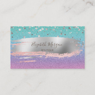 Tarjeta De Visita Glitter Ombre Moderno, Confeti de Oro, Pincelada