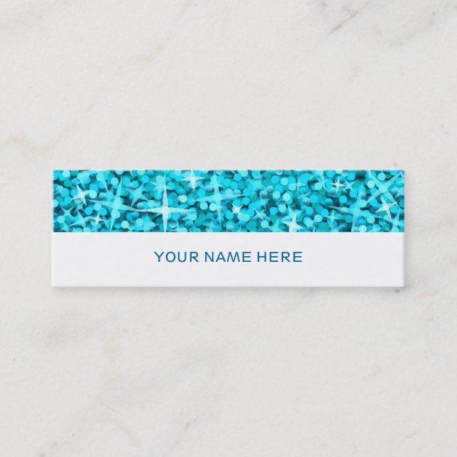 Tarjeta de visita Glitz Blue delgada blanca (Anverso)