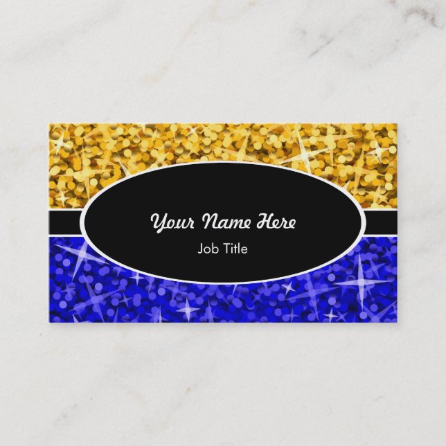 Tarjeta De Visita Glitz Mix "Gold" Dark Blue Ovalado negocio (Anverso)