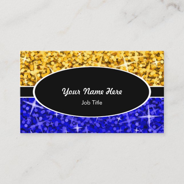 Tarjeta De Visita Glitz Mix "Gold" Dark Blue Ovalado negocio (Anverso)