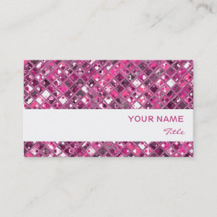 Tarjeta De Visita Glitz Tiles Hot Pink 1 tira blanca de impresión