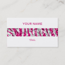 Tarjeta De Visita Glitz Zebra Banda rosa espalda blanca