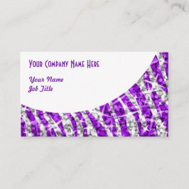 Tarjeta de visita Glitz Zebra Purple White Curve